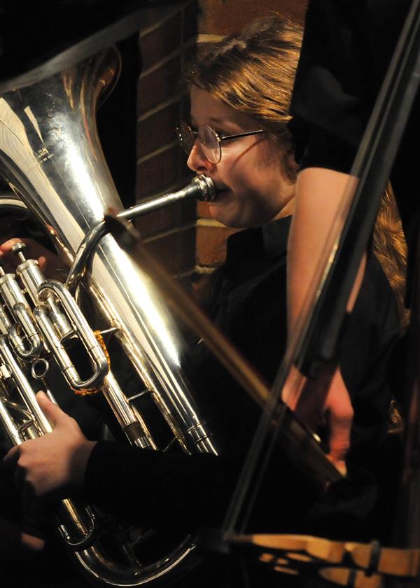 Students performing at the 2023-2024 All County Band Concert